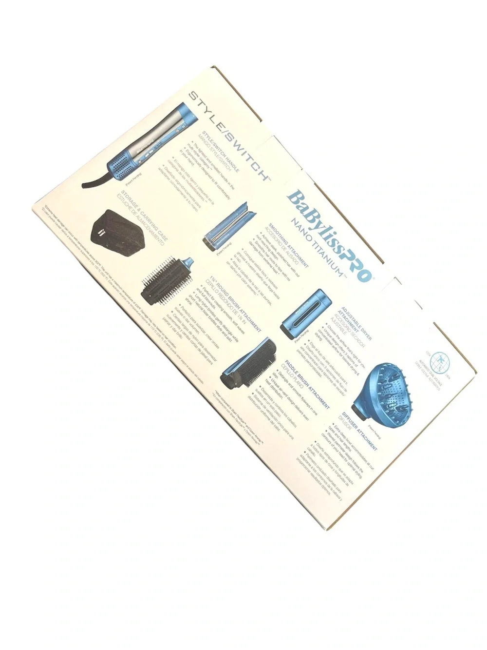NIB BaBylissPRO Style/Switch Nano Titanium Hair Styler in Teal & Silver